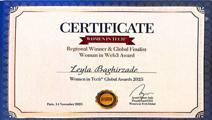 Soydaşımız “8th WOMEN IN TECH® Global Awards” üzrə Regional Qalib elan olunub